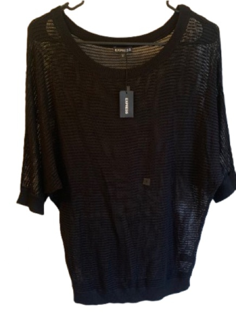 NWT Express Black Open Knit Dolman Sleeve Sweater Top Size Small